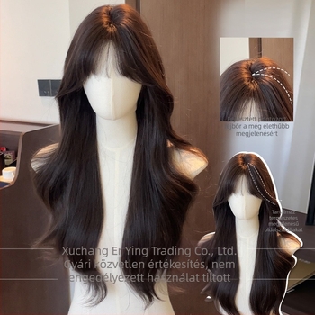 Hosszú göndör paróka, koreai stílus, hőálló szál, modell XCEYL02, mechanizmus alapú feldolgozás, frufru: egyenes vagy ferde