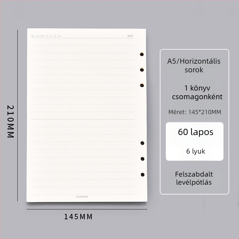 Jegyzetfüzet levehető kötőrésszel, textilborító, 50 g/m² papír, 50–100 oldal