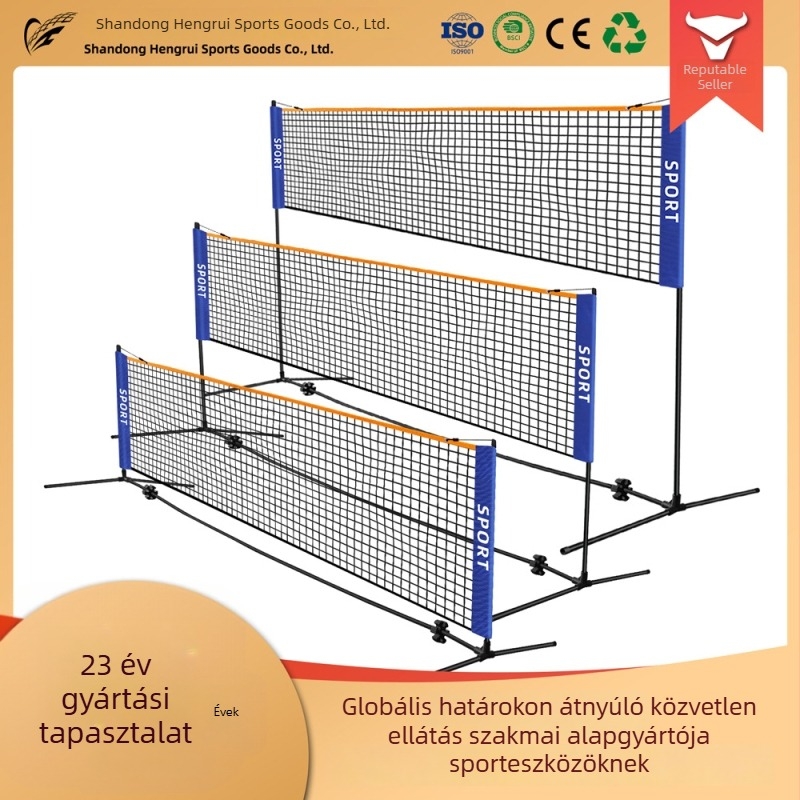 Hordozható, magasság szerint állítható hálóállvány badmintonhoz/teniszhez, acél-PE szerkezet, BX-DZ, Hengrui Sports