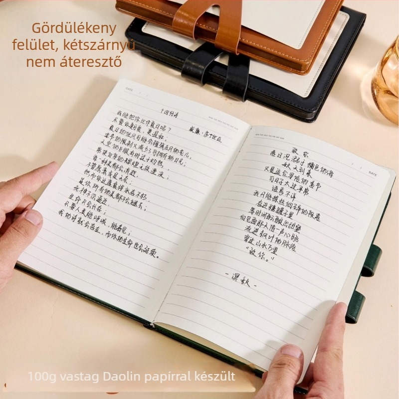 Mingxin jegyzetfüzet műbőr borítóval, Dowling papírral, papírvastagság 100 g, 100–200 oldal, japán és koreai aranyos stílus