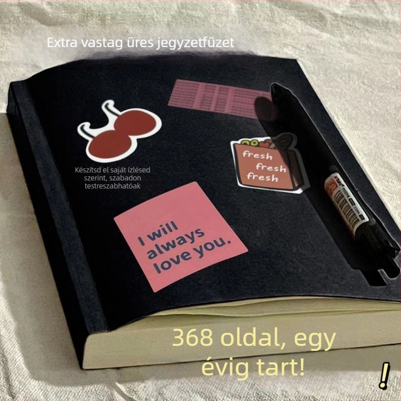 Notesz papírvédővel, vezeték nélküli kötés, 360 oldal, nyers fa pulp papír, kreatív jegyzetfüzet