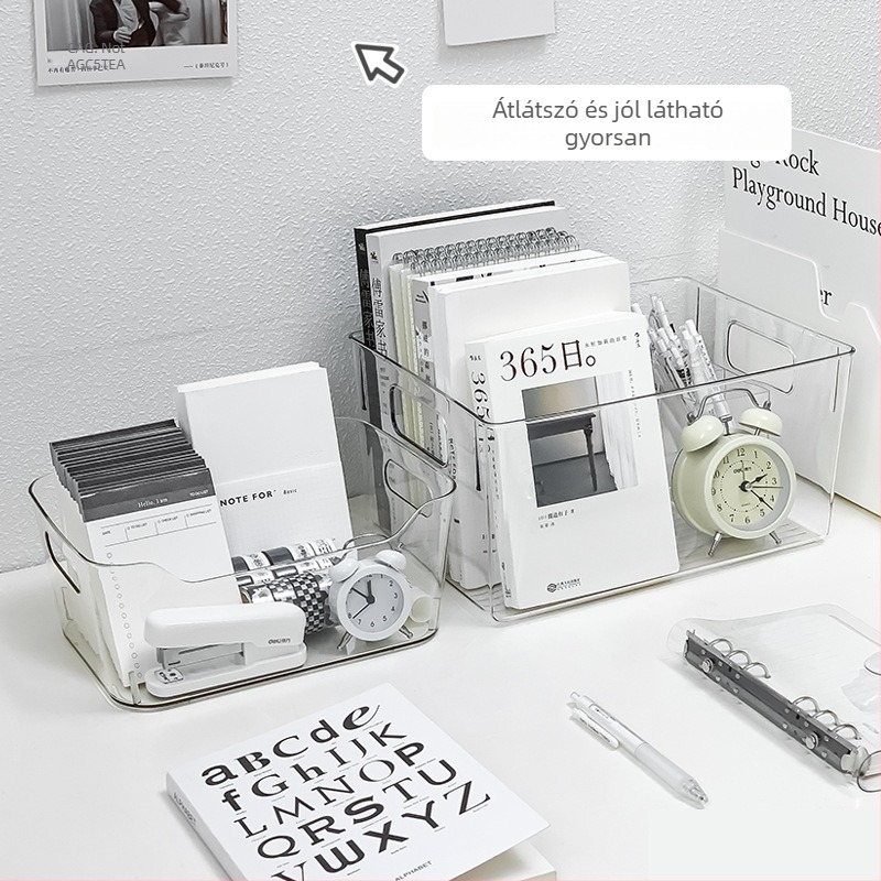 Asztali tároló doboz – Átlátszó PET, 18L, duopai márka, Modern minimalist stílus