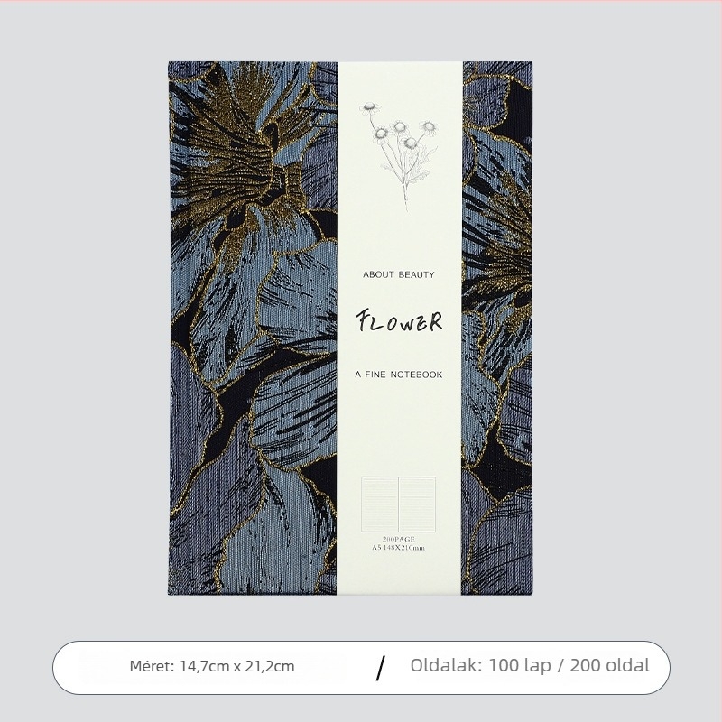 Kézzel készített napló könnyű luxus stílusban, vászonborítású, drótos kötés, offset papír, 80 gsm, 100–200 oldal