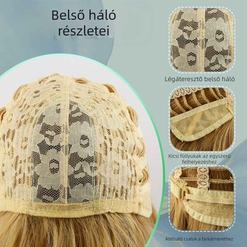 Hosszú göndör paróka Qi frufruval, Lolita stílus, modell S121, hőálló rostok, mechanikus kivitelezés, mindennapi viselethez vagy bulira