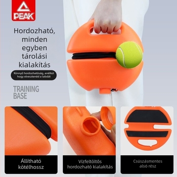 Peak teniszütő visszacsapó edzővel — szénszálas váz, nylon húrok, súly 95–100 g, fogantyú G5, közvetlen ütés