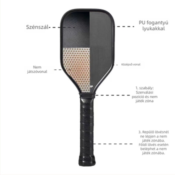 Pickleball ütő, T700 karbon szálas, matt textúrájú felület, 388×133 mm, haladó amatőröknek