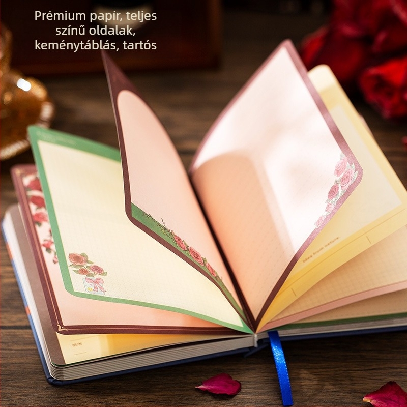 Rose Star Series kreatív illusztrációkkal notesz, ragasztott kötésű, 196 oldal, írásra szánt papír, papírfedél