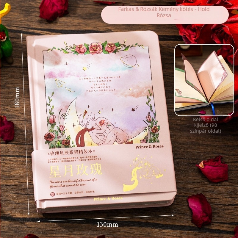 Rose Star Series kreatív illusztrációkkal notesz, ragasztott kötésű, 196 oldal, írásra szánt papír, papírfedél