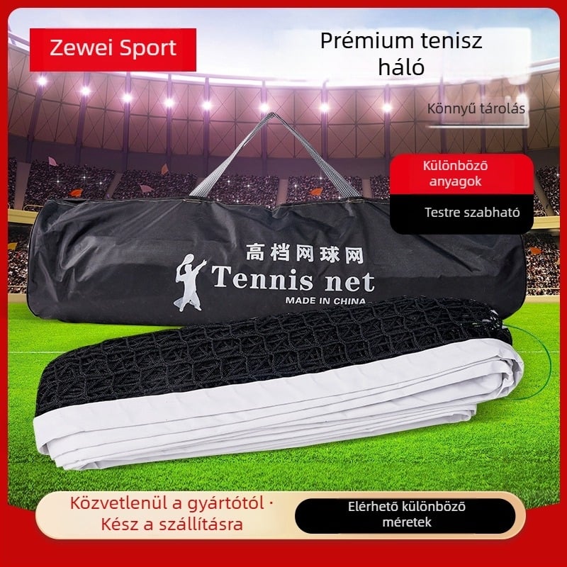Tenisz háló, hordozható beltéri és kültéri használatra, professzionális minőség, polietilén háló acélhuzallal