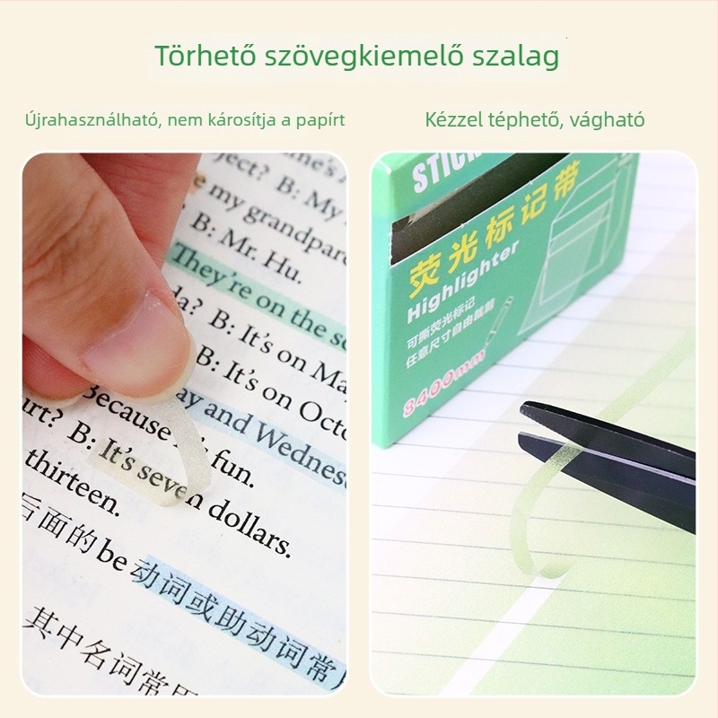 Átlátszó fluoreszcens ragasztós jegyzetek kihúzható indexjelzőkkel és diákok hibáira vonatkozó matricákkal — Márka: Advantages Bear; Ragasztó: Peel-and-stick; Belső oldalak hossza: 8400 mm; IP engedély: Nem