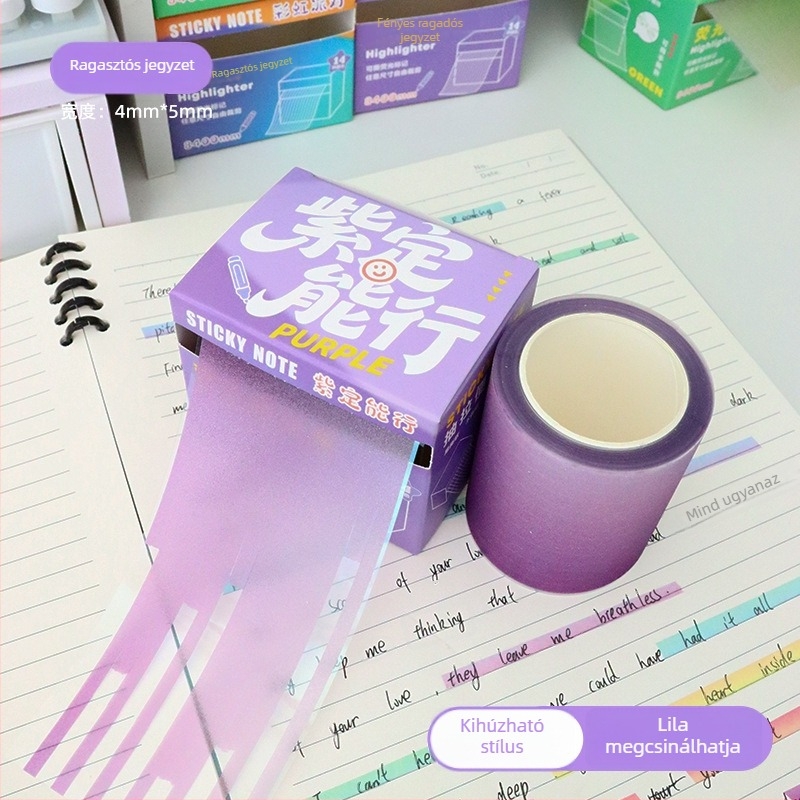 Átlátszó fluoreszcens ragasztós jegyzetek kihúzható indexjelzőkkel és diákok hibáira vonatkozó matricákkal — Márka: Advantages Bear; Ragasztó: Peel-and-stick; Belső oldalak hossza: 8400 mm; IP engedély: Nem