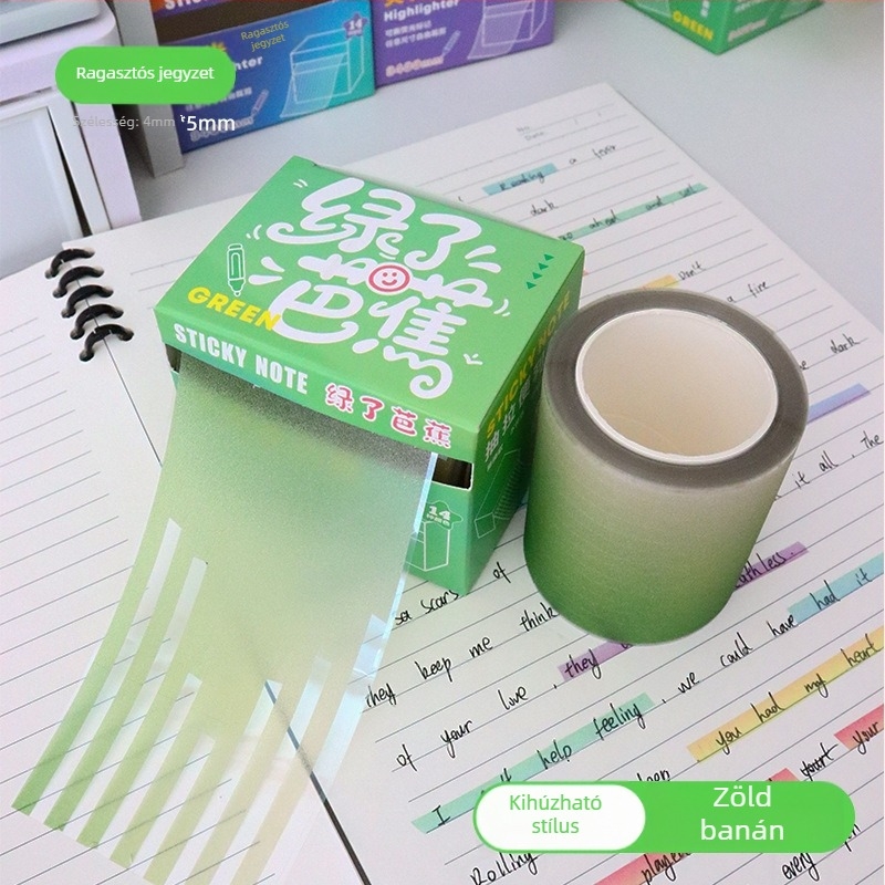 Átlátszó fluoreszcens ragasztós jegyzetek kihúzható indexjelzőkkel és diákok hibáira vonatkozó matricákkal — Márka: Advantages Bear; Ragasztó: Peel-and-stick; Belső oldalak hossza: 8400 mm; IP engedély: Nem