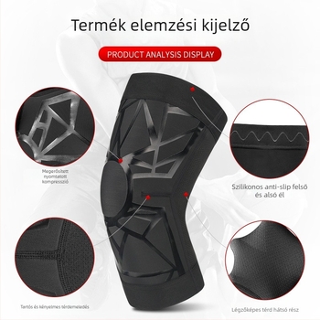 Kosárlabda sport térdvédők kompresszióval és ütésvédő résszel — SBR + lélegző rugalmas háló, szilikon csúszásmentes szélek, négy tűs hatsoros varrás