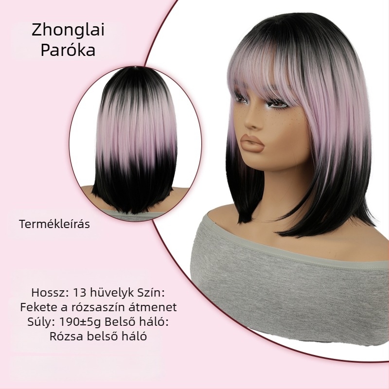 S-2343 modellű paróka, egyenes hajjal és qi frufruval, hőálló rostokból, teljes fejű paróka nőknek cosplay