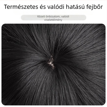 Férfi paróka - mullet-stílusú farkasfarok, japán rövid, egyenes rétegzett fazon, teljes fejfedés, modell Mgb-525, matt hőálló rostok