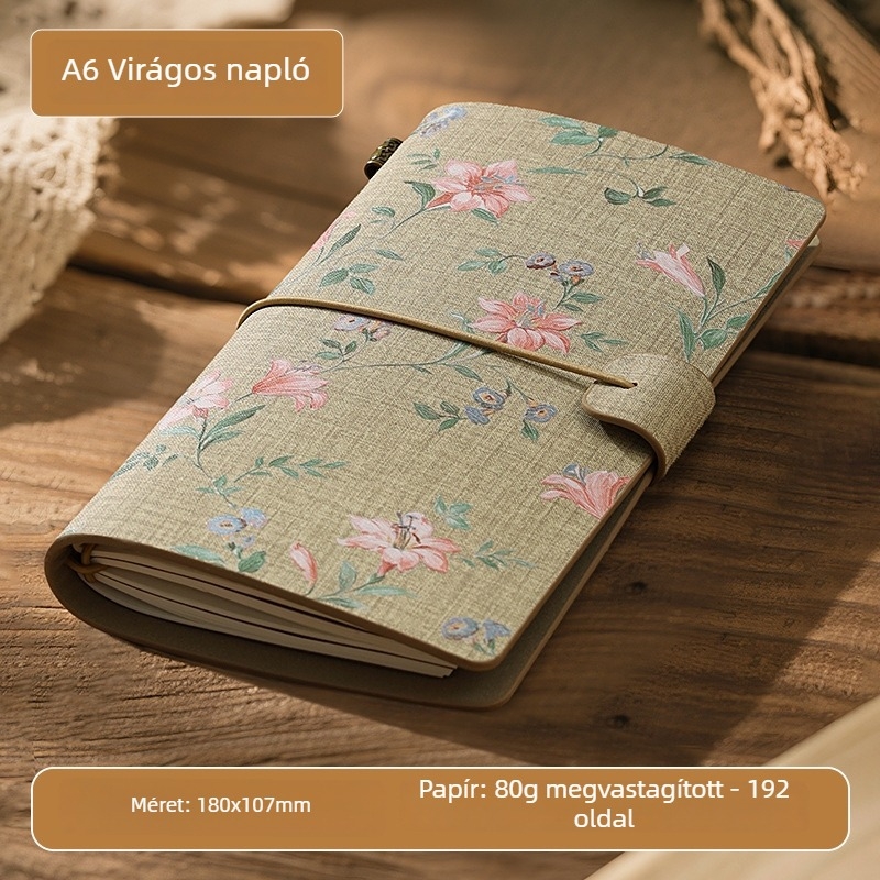 Füzet PU borítással és pántos kötésével; Kreatív trend stílus, belső papírfa 100 g, 200–300 oldal