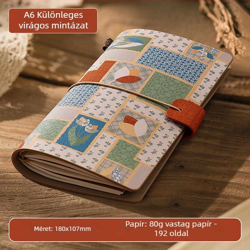 Füzet PU borítással és pántos kötésével; Kreatív trend stílus, belső papírfa 100 g, 200–300 oldal