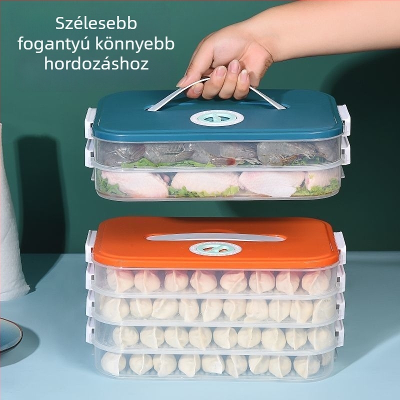 Knédli ebédes doboz — egyrétegű, fagyasztható, fedéllel, rekeszekkel, mikrohullámú sütőben használható
