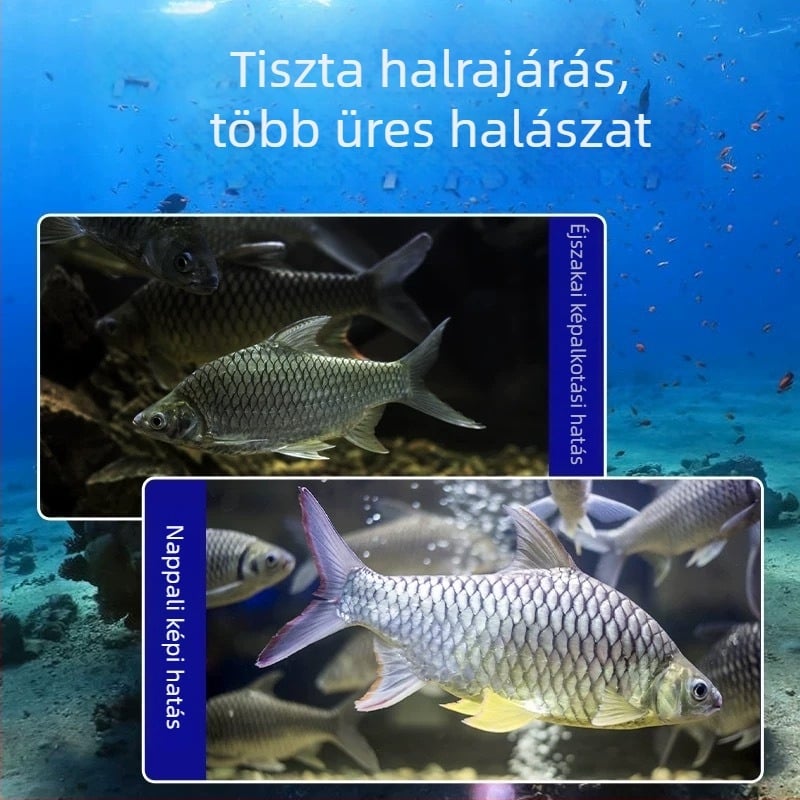 Tengeralatti HD horgász kamera vizuális nézettel, DC 10–18V tápegység, 0,6–500 m mélység