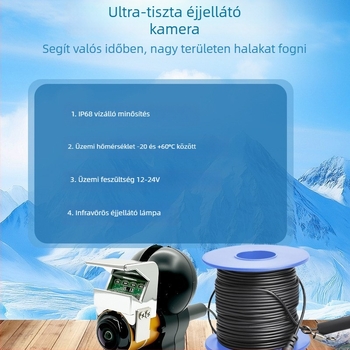 Víz alatti HD haldetektor vizuális kijelzővel és infravörös éjszakai látással, teljesen vízálló, mélység 0,6–30 m