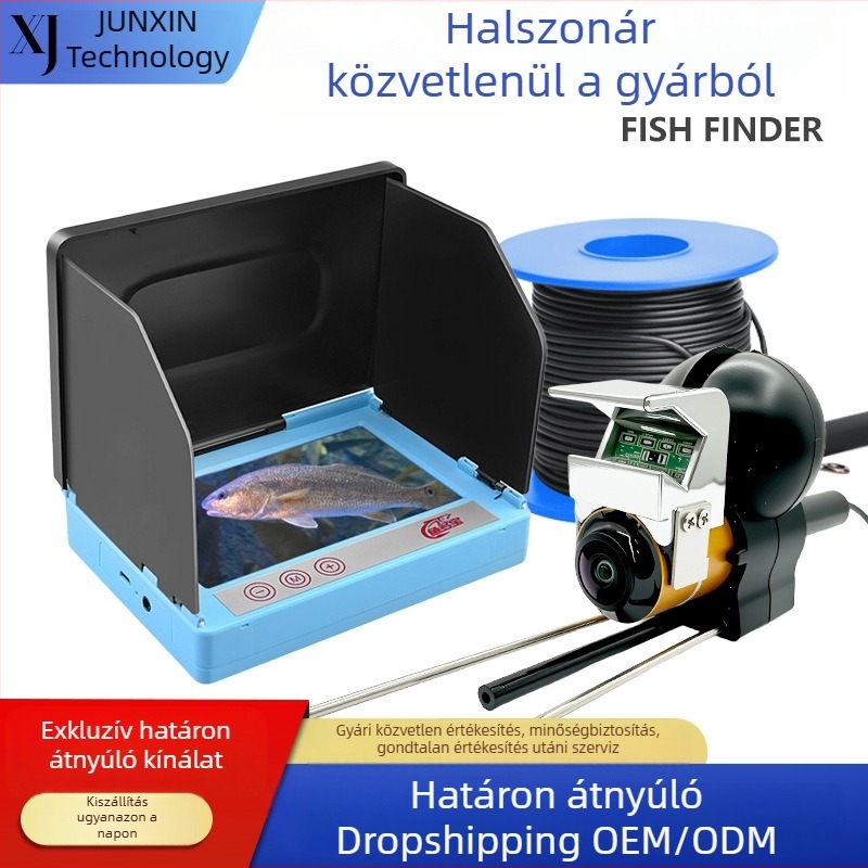 Víz alatti HD haldetektor vizuális kijelzővel és infravörös éjszakai látással, teljesen vízálló, mélység 0,6–30 m