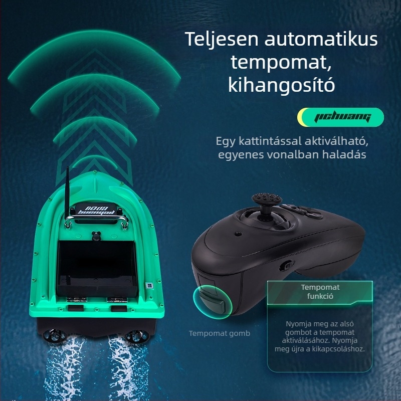GPS horgászcsónak automata visszatéréssel, távirányítással, horogszállítással, hosszú dobással, hálóhúzással és nagy teljesítményű halérzékelővel
