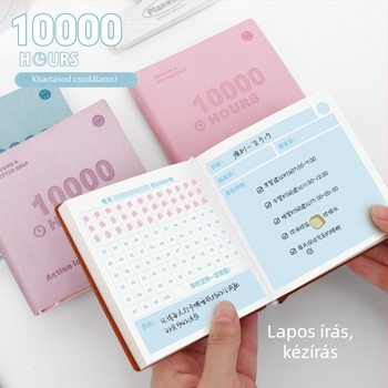 Square Partners bőrtokos jegyzetfüzet tízezer órás tanulási tervvel, önfegyelem-ellenőrzéssel és memória feljegyzésekkel