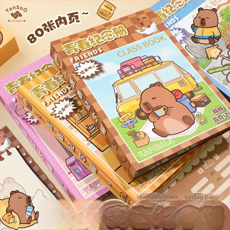 Capybara osztálytársi emlékkönyv: hatodik osztályos ballagási emlékkönyv és középiskolai kommunikációs napló. Kiváló minőségű borító; testreszabás nélkül; nem importált; IP-licenc nélkül