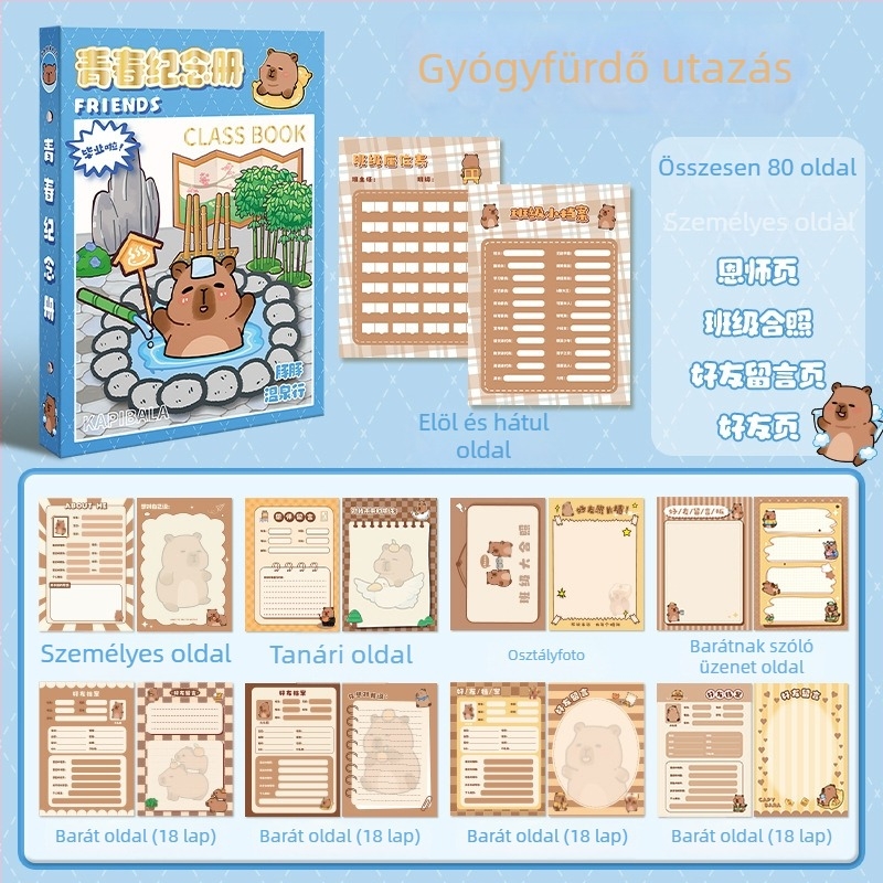 Capybara osztálytársi emlékkönyv: hatodik osztályos ballagási emlékkönyv és középiskolai kommunikációs napló. Kiváló minőségű borító; testreszabás nélkül; nem importált; IP-licenc nélkül