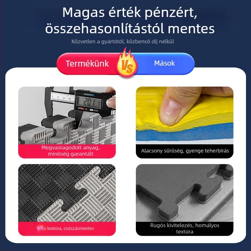 Fitneszterem padlómat harcművészeti edzésekhez, ökölvívásra, Taekwondo-ra és táncra • habanyag • négyzetes alak • mosható