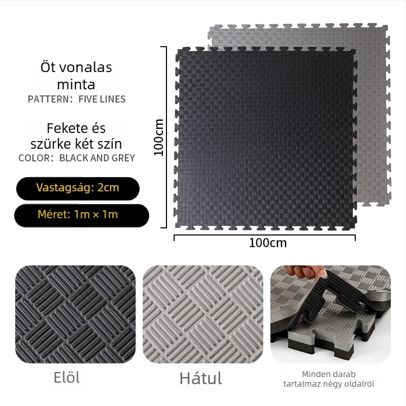 Fitneszterem padlómat harcművészeti edzésekhez, ökölvívásra, Taekwondo-ra és táncra • habanyag • négyzetes alak • mosható