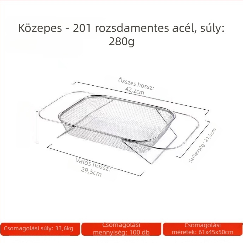 201 rozsdamentes acélból készült leeresztő kosár, vastagított kivitel, kihúzható egy mosogatóhoz, zöldségek mosására