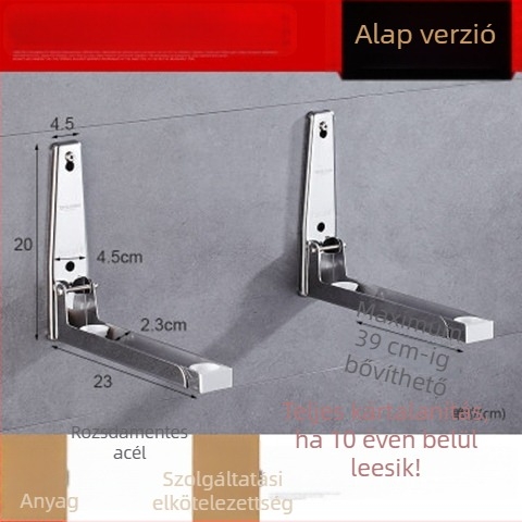 Rozsdamentes acél mikrohullámú sütőpolc falra szerelhető, modell S09, teleszkópos, 1 réteg, teherbírás 100