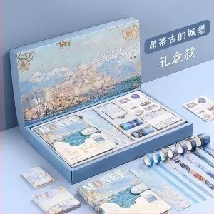 Olajfesték-stílusú DIY jegyzetfüzet készlet – ajándékdobozzal, diákoknak