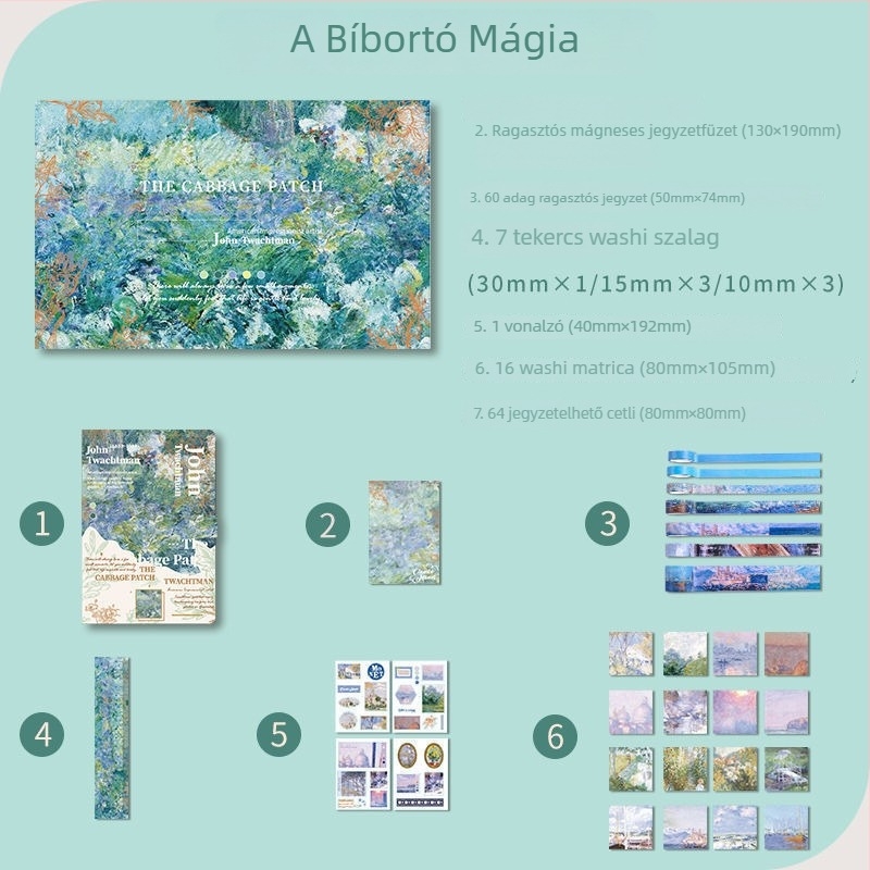 Olajfesték-stílusú DIY jegyzetfüzet készlet – ajándékdobozzal, diákoknak