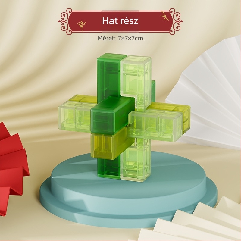 Sanrong Luban lock / Kongming lock puzzle, ABS anyag, türelem edzés és kognitív készségfejlesztés, színes dobozban csomagolva