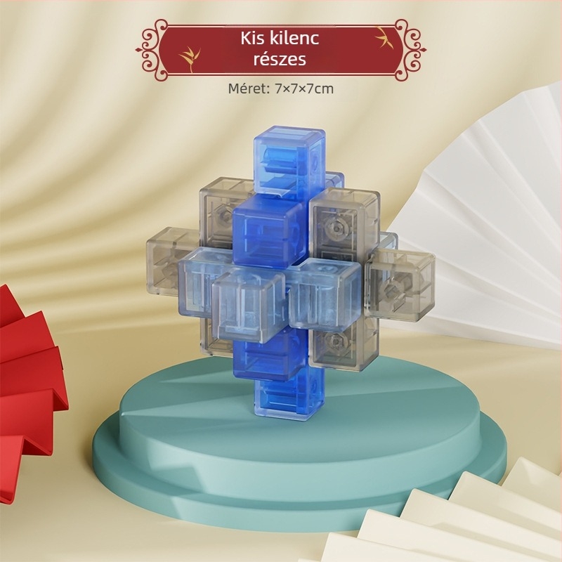 Sanrong Luban lock / Kongming lock puzzle, ABS anyag, türelem edzés és kognitív készségfejlesztés, színes dobozban csomagolva