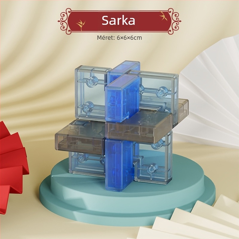 Sanrong Luban lock / Kongming lock puzzle, ABS anyag, türelem edzés és kognitív készségfejlesztés, színes dobozban csomagolva
