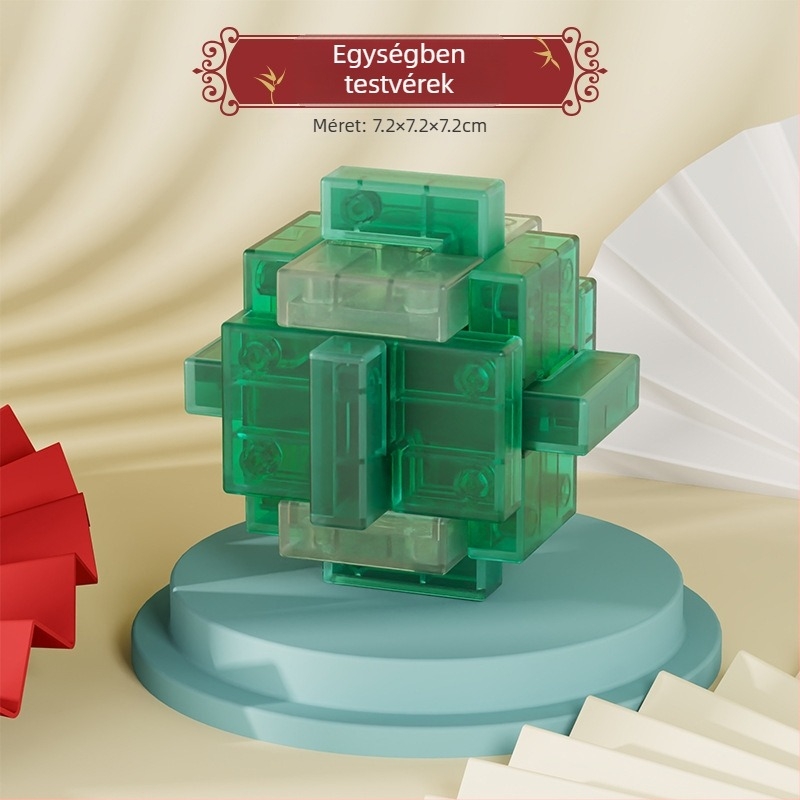 Sanrong Luban lock / Kongming lock puzzle, ABS anyag, türelem edzés és kognitív készségfejlesztés, színes dobozban csomagolva