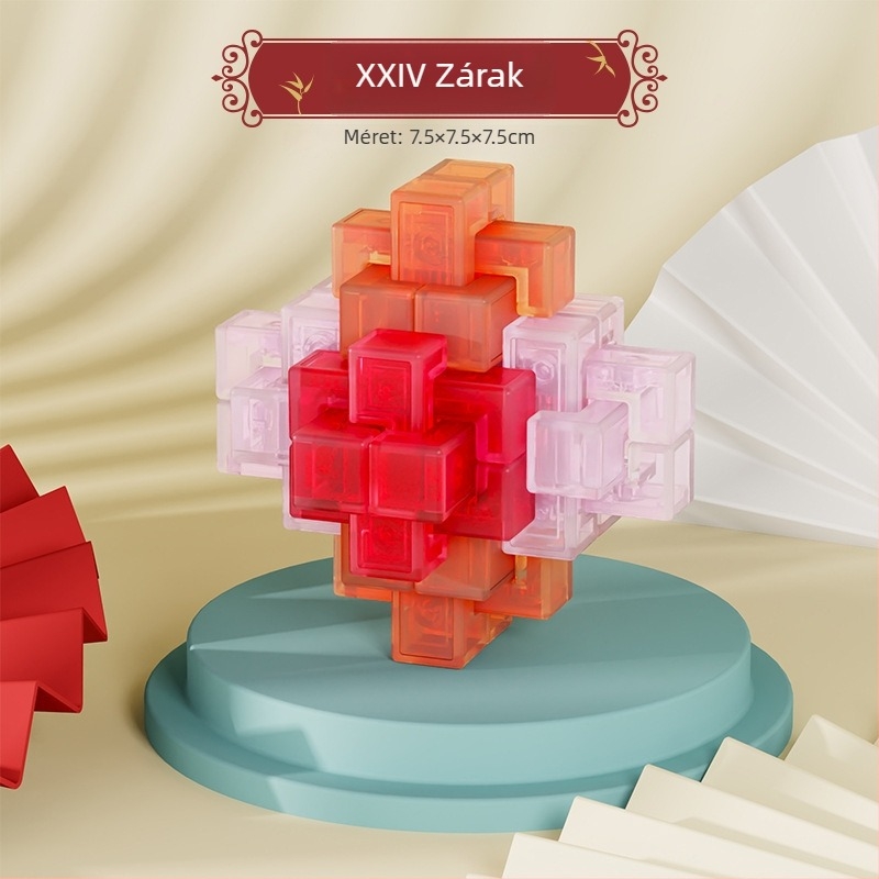 Sanrong Luban lock / Kongming lock puzzle, ABS anyag, türelem edzés és kognitív készségfejlesztés, színes dobozban csomagolva