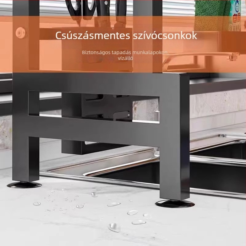 Konyhai lefolyóállvány edényekhez, Többfunkciós, Szénacél anyagból, a pultra, Modern Minimalista stílus