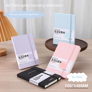 A6 méretű notesz pántos zárással — ajándékdobozos készlet, logó nyomtatási lehetőség, üzleti megjelenés, 100–200 oldal, 80 g/m² papír