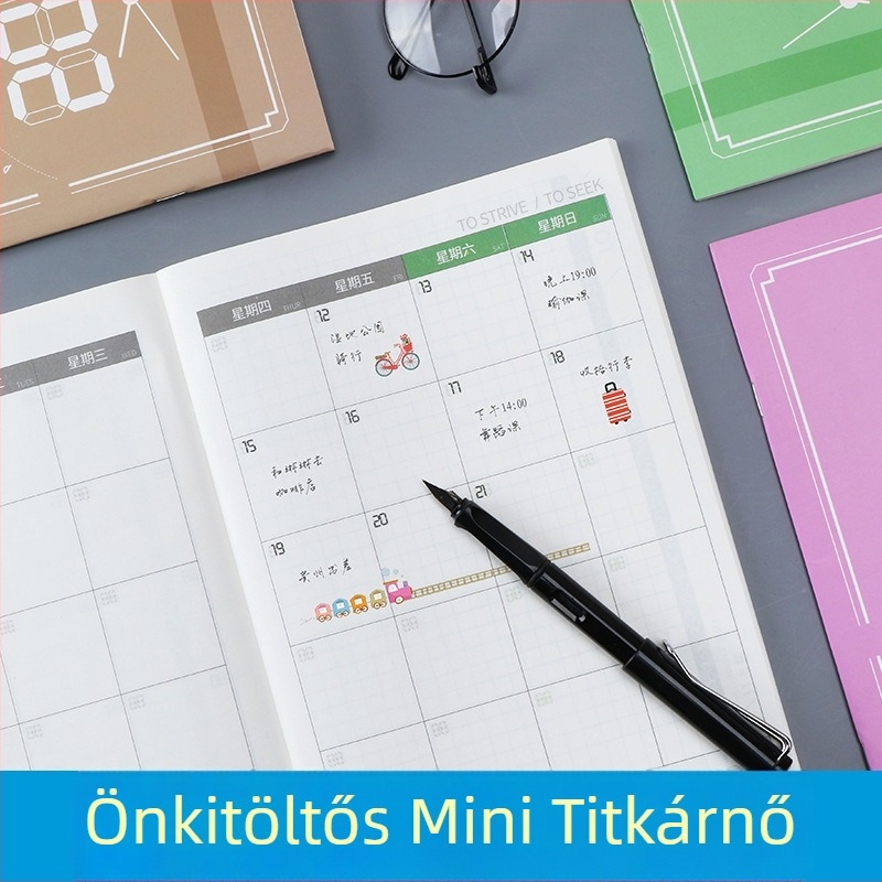Notebook Riding kötésű, 24 lap (48 oldal), Forest papír 80 g, japán/koreai aranyos stílus, 2024 naptárterv