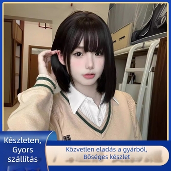 Paróka nőknek, rövid egyenes bob fazon, frufru egyenes vagy ferde, hőellenálló rostok, modell 135