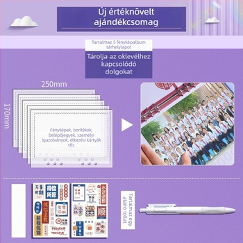 Hatodik osztályos osztálytársam emlékalbum bőr borítású, binder kötés, levehető oldalak és címjegyzék