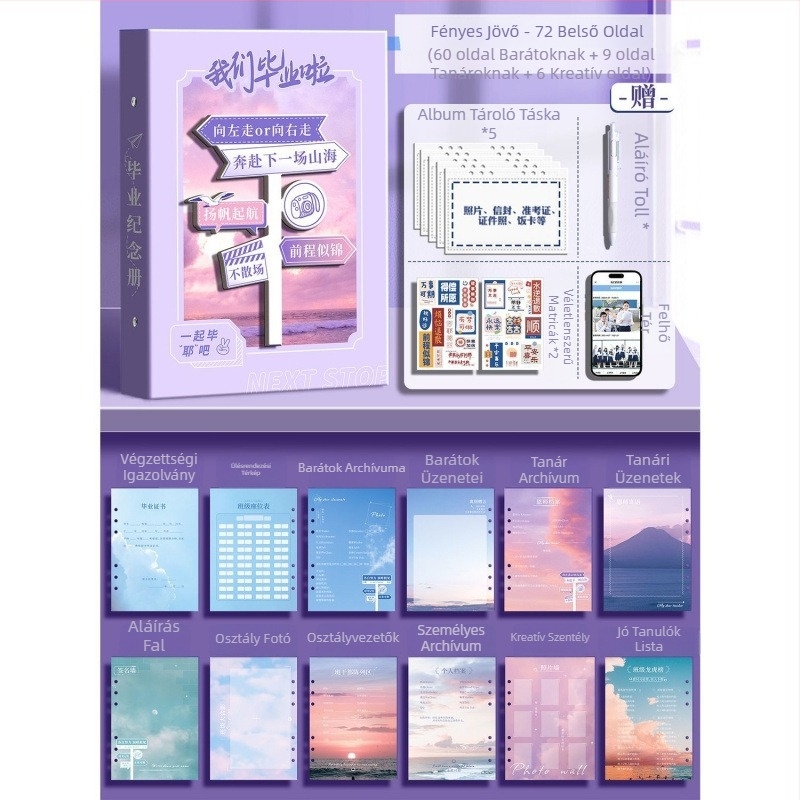 Hatodik osztályos osztálytársam emlékalbum bőr borítású, binder kötés, levehető oldalak és címjegyzék