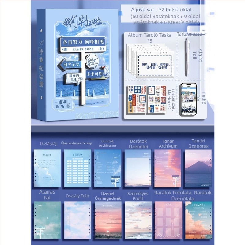 Hatodik osztályos osztálytársam emlékalbum bőr borítású, binder kötés, levehető oldalak és címjegyzék