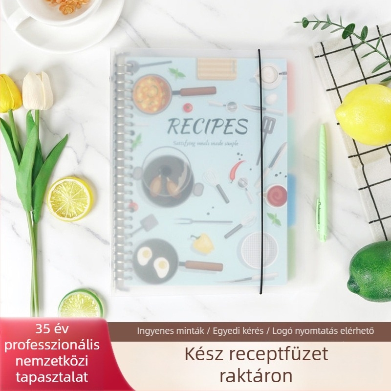 PP borítós füzet, lazán kötött lapok, offset papír 120 g, 100–200 oldal, 80 lap