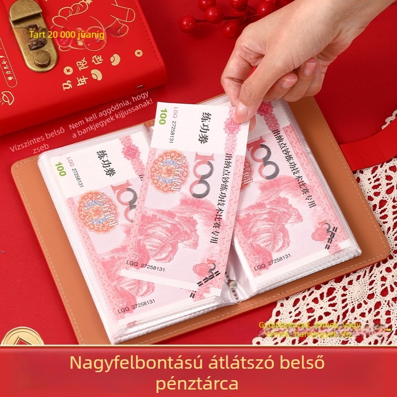Jelszóval záródó készpénz-megtakarítási notesz, aranyos kínai stílusú dizájn, műbőr borító, ragasztott kötés, 100–200 oldal.
