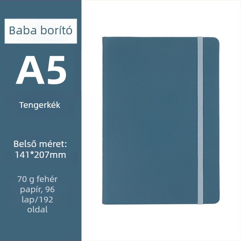 Notesz egyedi logóval és elasztikus laptop-pánttal, varrott kötés, Dowling papír 70 g